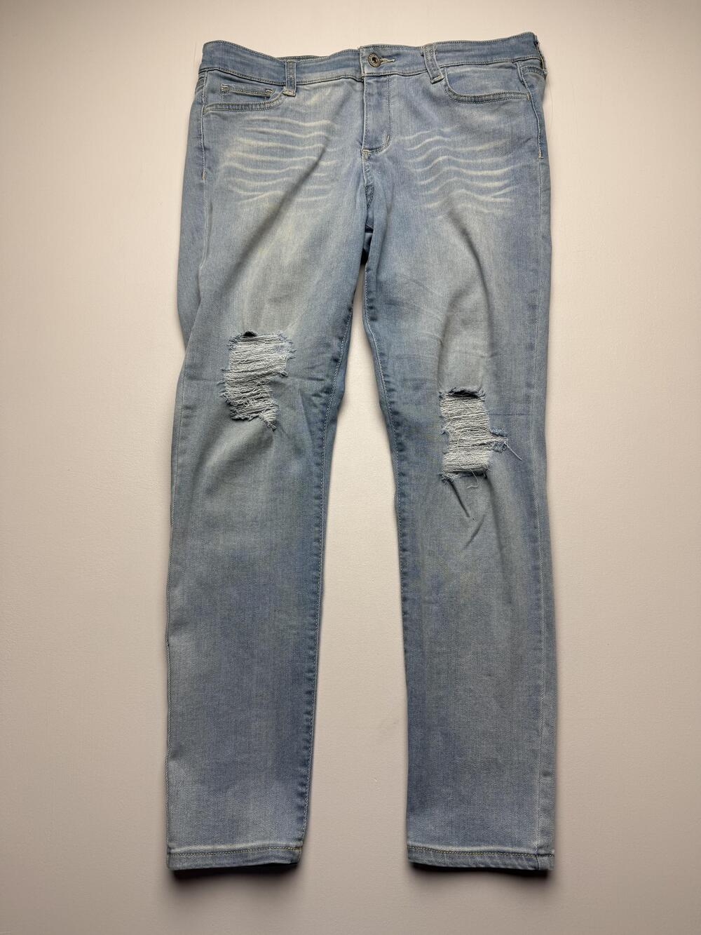 Arizona Jean Co. Jegging Jeans Juniors 13 Blue Light Wash Distressed Stretch